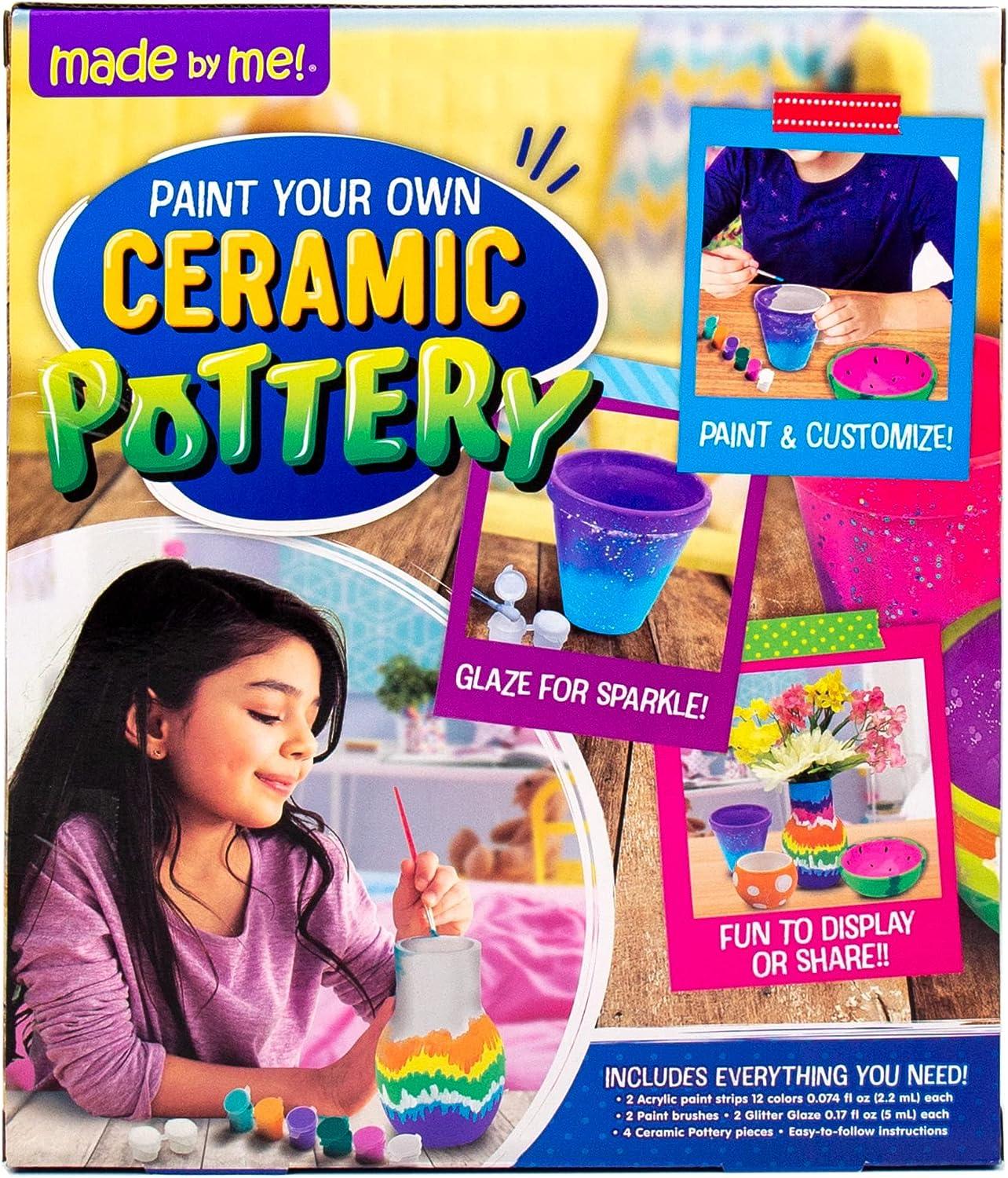 Made By Me Paint Your Own Ceramic Pottery Fun Ceramic Painting Kit for Kids Paint  Your Own Ceramic Pottery Dish Flower Pot Vase & Bowl Great Staycation  Activity for Kids Ages 6