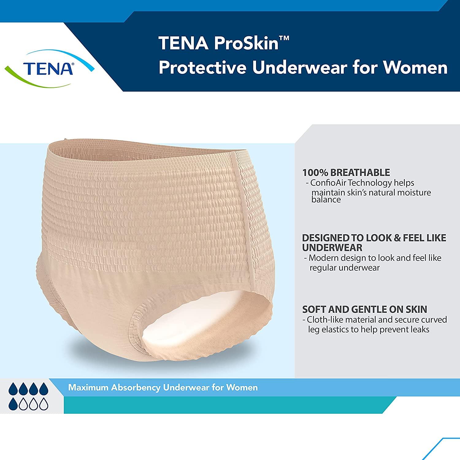 TENA ProSkin Overnight Incontinence Underwear, Super Absorbency