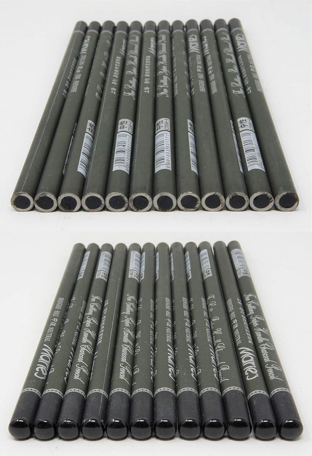Charcoal Pencil Set - 12pcs/pk - Black Free Cutting Paper Handle Charcoal Pencil C7350 (Medium)