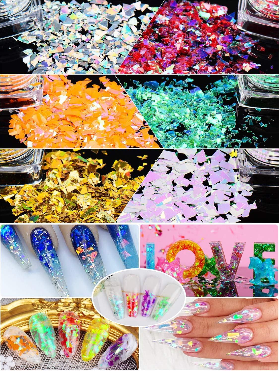 Candy Iridescent Glitter Glass Paper Irregular Nail Flakes Sparkly  Paillette DIY