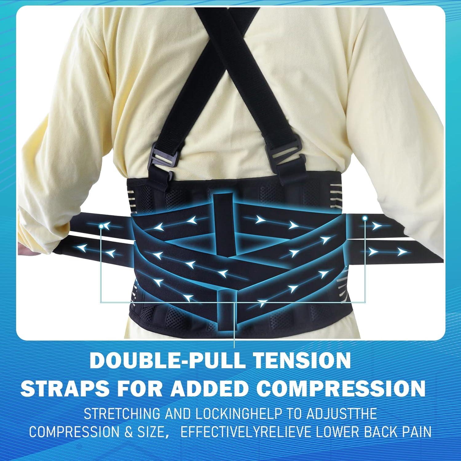 DARLIS Plus Size Back Support Belt with Removable Suspender Straps Posture  Corrector Protector for Heavy Lifting Safety Work Back Brace for Men Women  in Construction Warehouse Jobs (Fits 2xl 3xl) XXL/XXXL(49.5- 59)