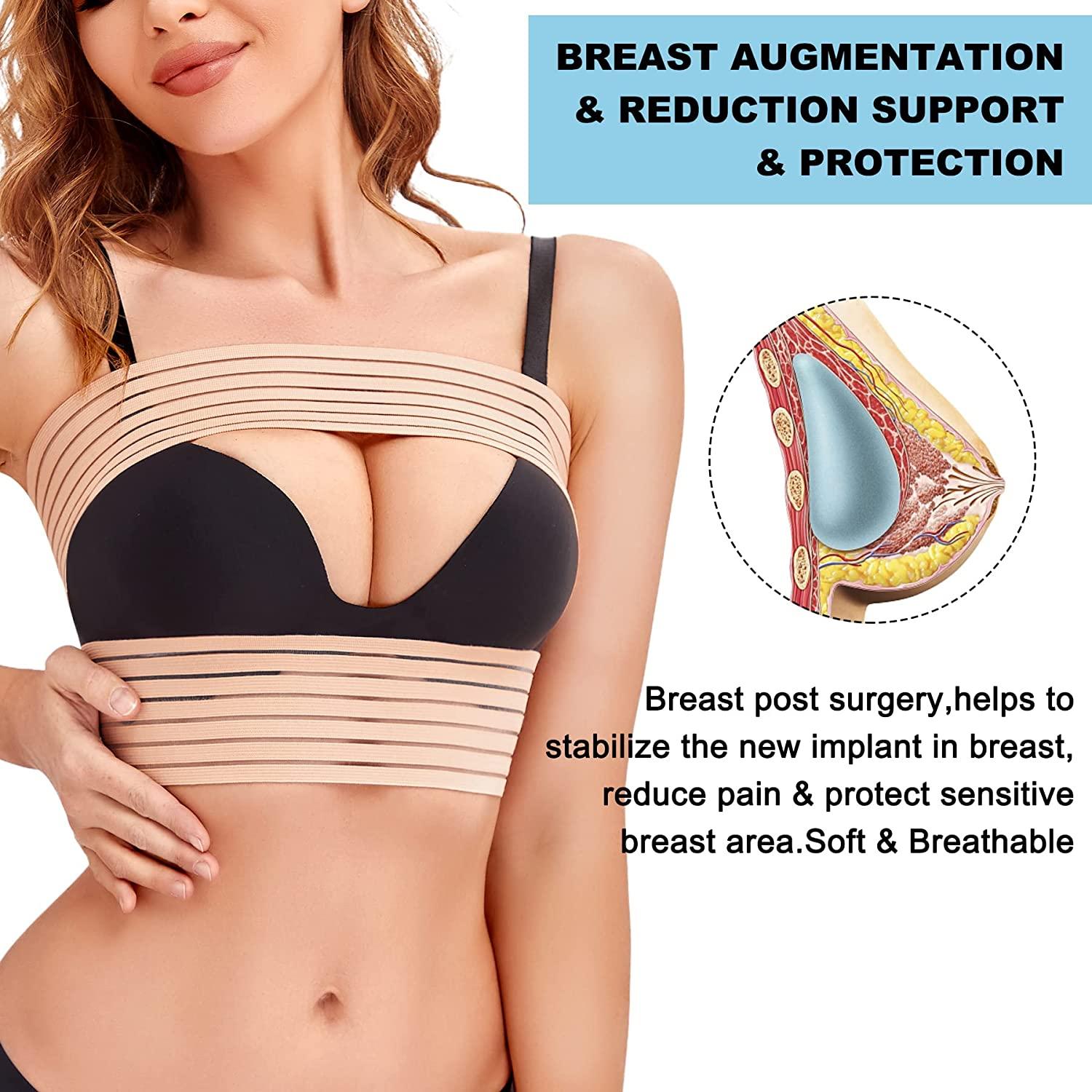 SCARBORO Breast Bands for Women Post Surgery Breast Implant Stabilizer Band  Compression Breast Augmentation and Reduction Strap Medical Chest Support  Band for Large Breast Exercise XL-2XL Beige