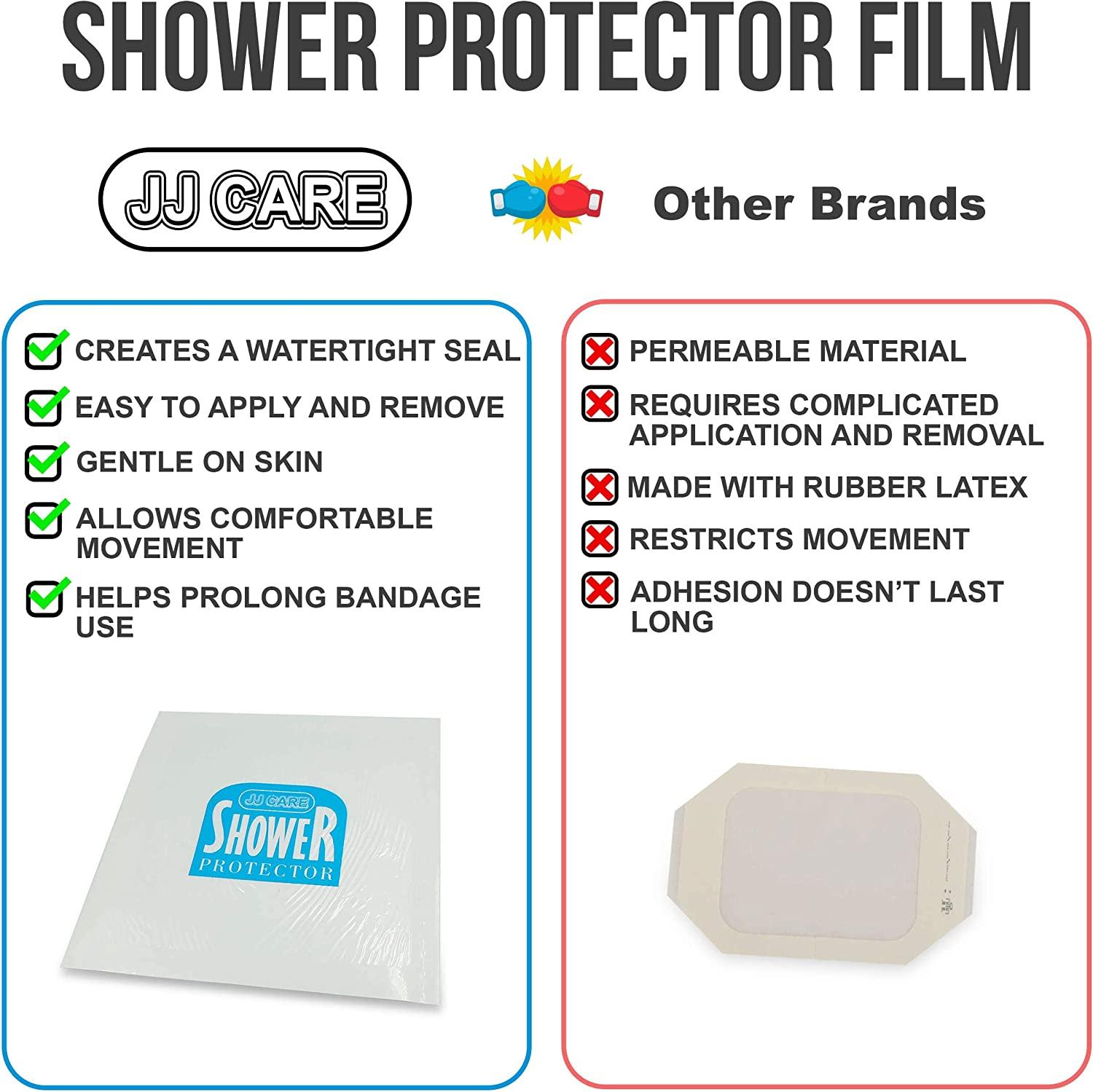 JJ CARE Shower Protector [Pack of 7], 7x7 Dialysis Catheter Shower Cover,  PICC Line Water Barrier, Colostomy Shower Shields, Waterproof Bandage  Protector, 1 Week Supply 