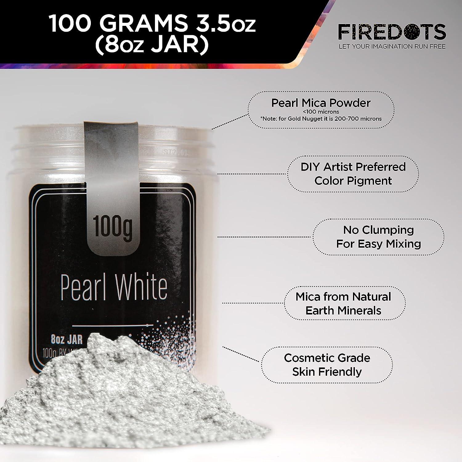 FIREDOTS Pearl White Mica Powder for Epoxy Resin Art Massive 100g