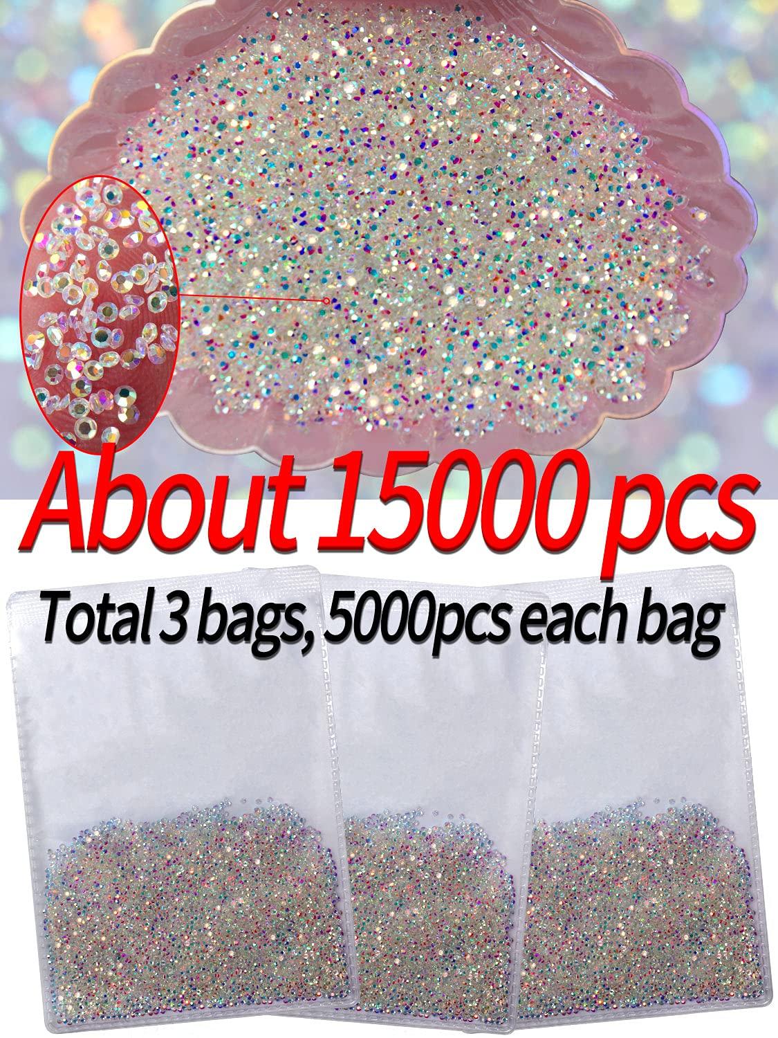 15000Pcs Ultra Mini 1.2mm AB Diamond Beads Glass Sand Shine