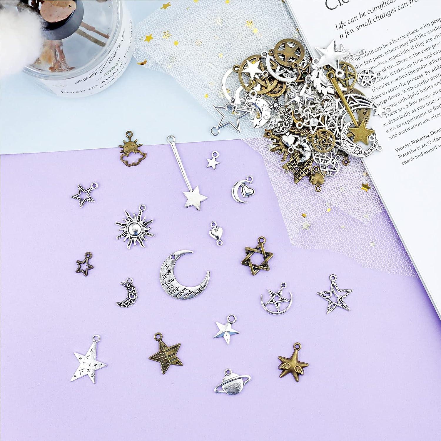 50pcs 23*17mm Gold Color Alloy Moon Star Charms for Jewelry Making