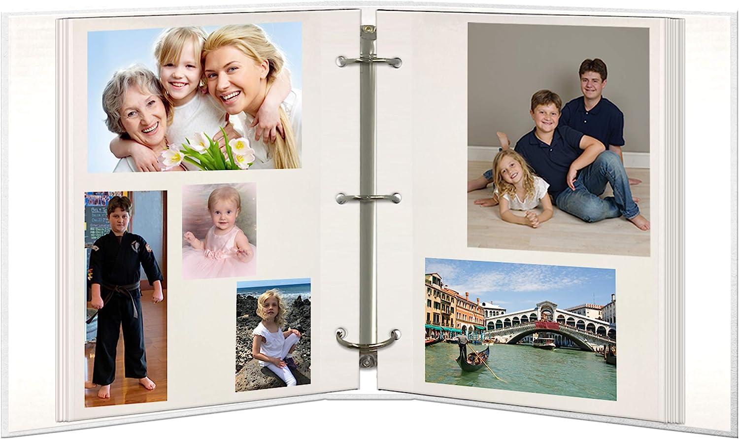 Magnetic Self-Stick 3-Ring Photo Album 100 Pages (50 Sheets), White