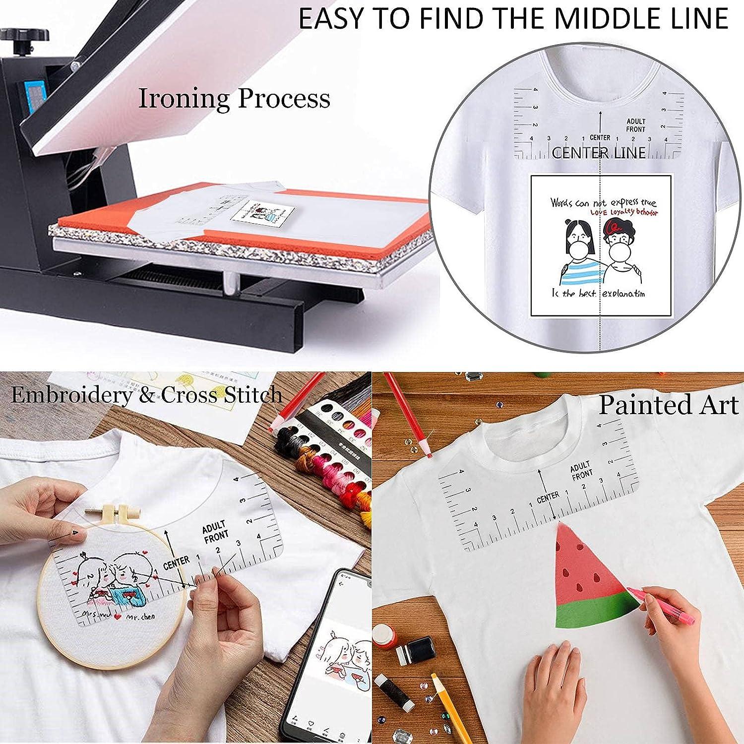 T-Shirt Rulers to Center Designs Tshirt Ruler Guide for Vinyl Placement  Transparent PVC T-Shirt Alignment Guide Ruler Tool Set