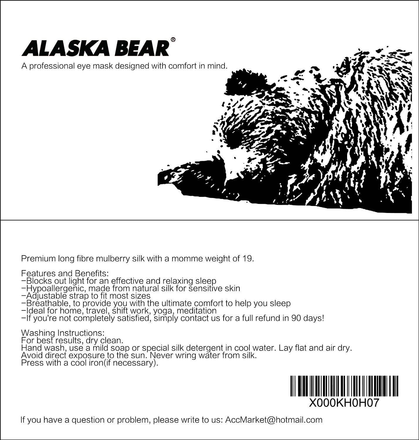 Alaska Bear Sleep Mask Silk Eye Cover with Contoured Interior Design for  Pressure-Free Comfort - Upgrade Over Thin Flat Shades (Black)