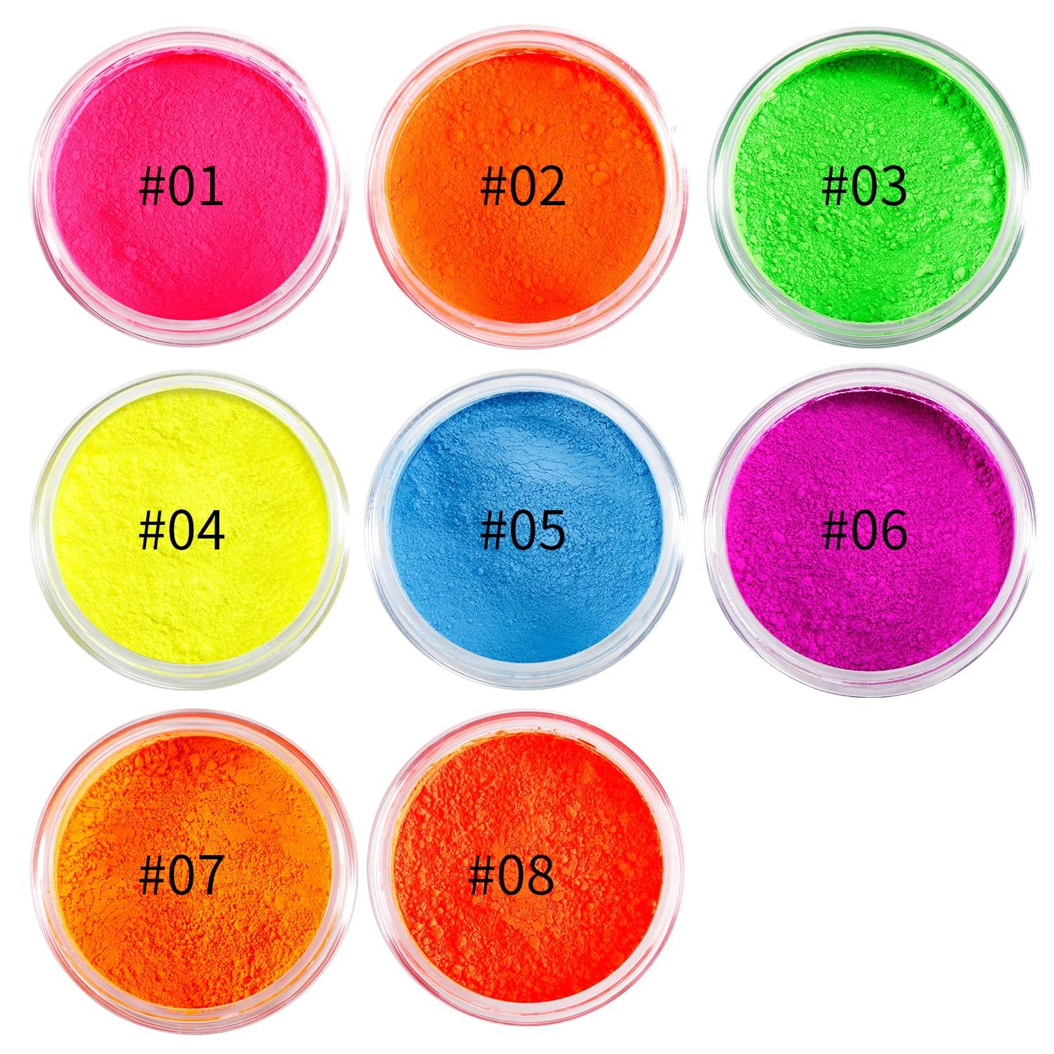 Ultra Violet Glow 3 Grams Set of 8 Colors or Single Colors Fluorescent  Glowing on UV Light Neon Mica Powder Dust Art & Crafts Supply 