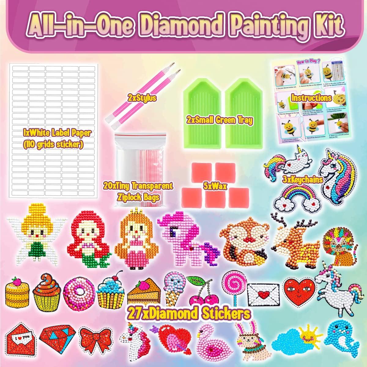 Sense&Play Gem Art Kits for Kids Ages 8-12, 5D Big Gem Diamond Painting  Suncatchers and Stickers Kits, Art and Crafts with Keychains for Girls&Boys