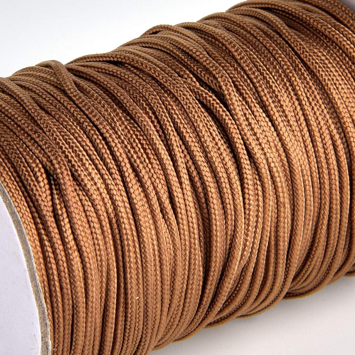 Braided PU Leather String Cord (55 Yards, Light Brown) 