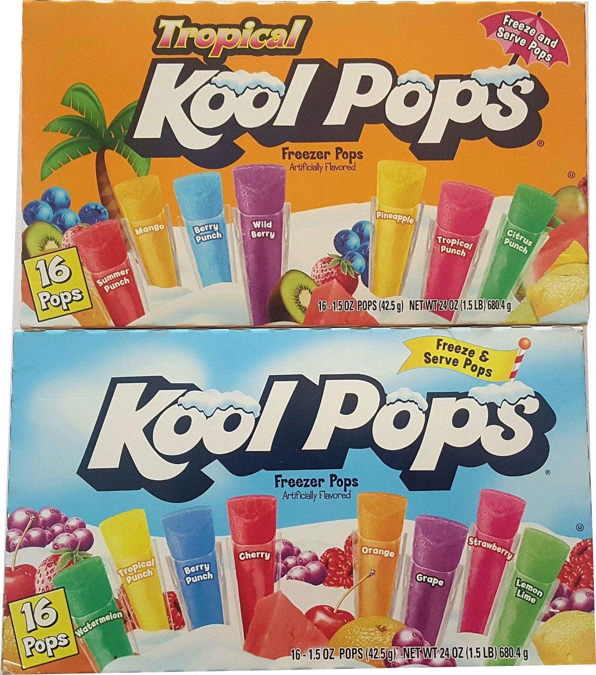 Kool Pops Freezer Pops Bundle - 2 Items: 2 Boxes of 16 Pops - Original ...
