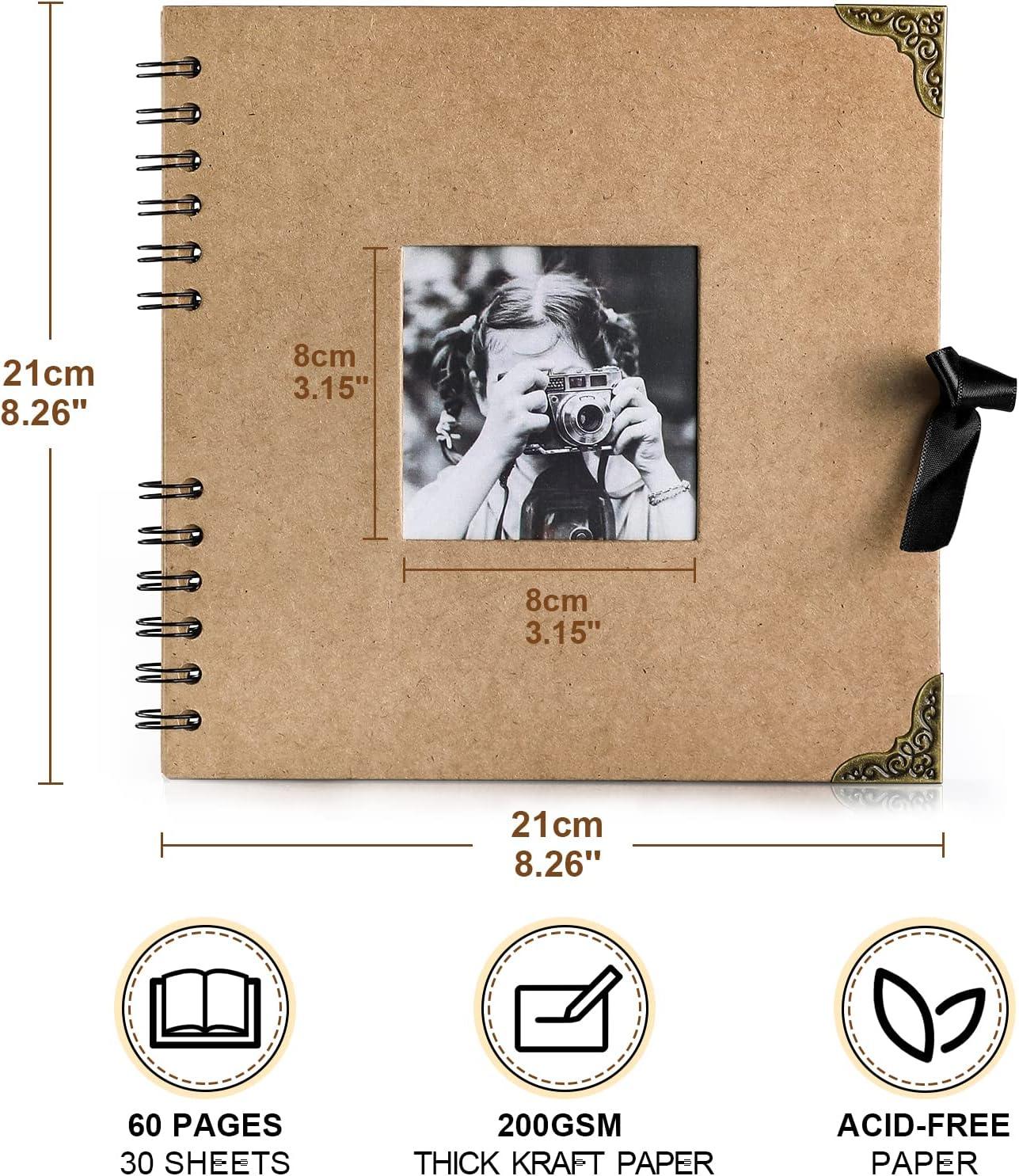  Bstorify Scrapbook Album 60 Pages (8 x 8 Inch) Brown Thick  200gsm Kraft Paper, Photo Album Scrapbook, Memory Book - Ideal for Your Scrapbooking  Albums Art & Craft Projects : Arts, Crafts & Sewing