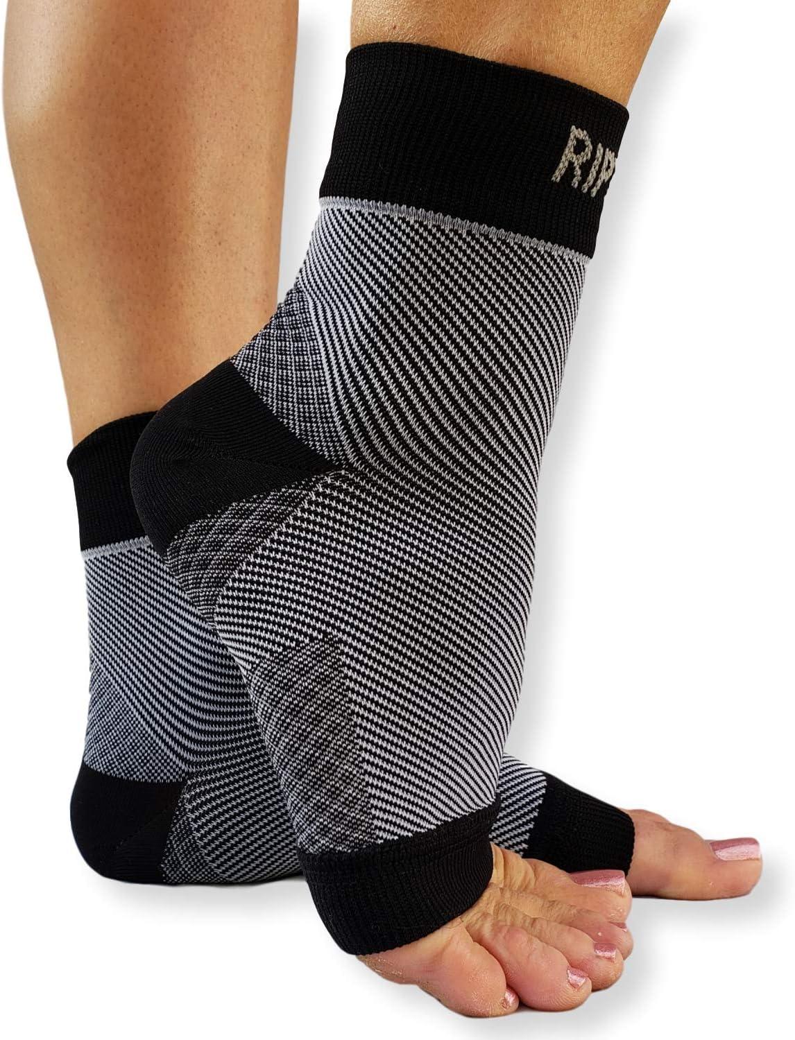 RiptGear Plantar Fasciitis Socks for Women and Men - Ankle Brace with Arch  Support - Ankle Compression Sleeve to Reduce Swelling for Foot Pain Relief  - (Large) (Black) Large (1 Pair)