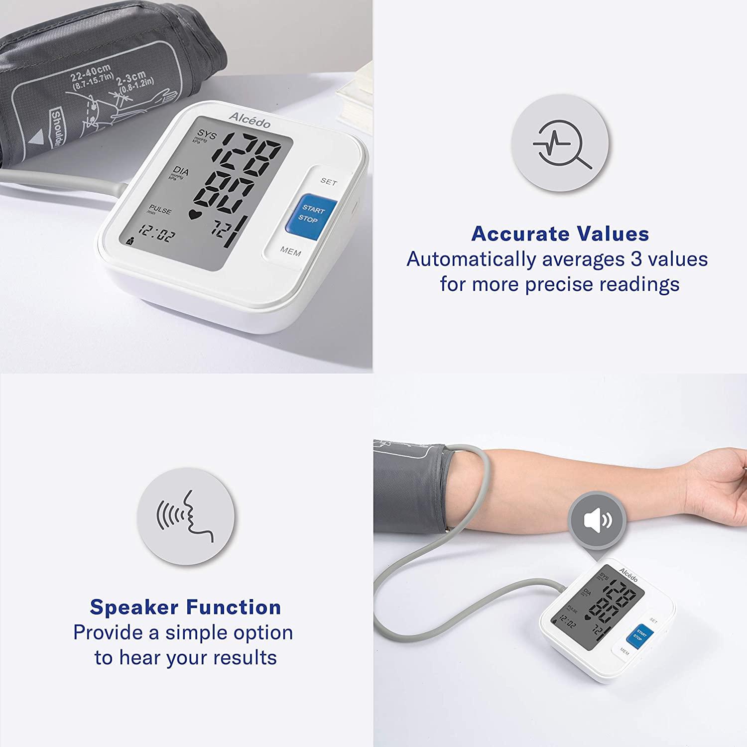 Alcedo Blood Pressure Monitor Upper Arm, Automatic Digital BP Machine with Wide-Range Cuff for Home Use