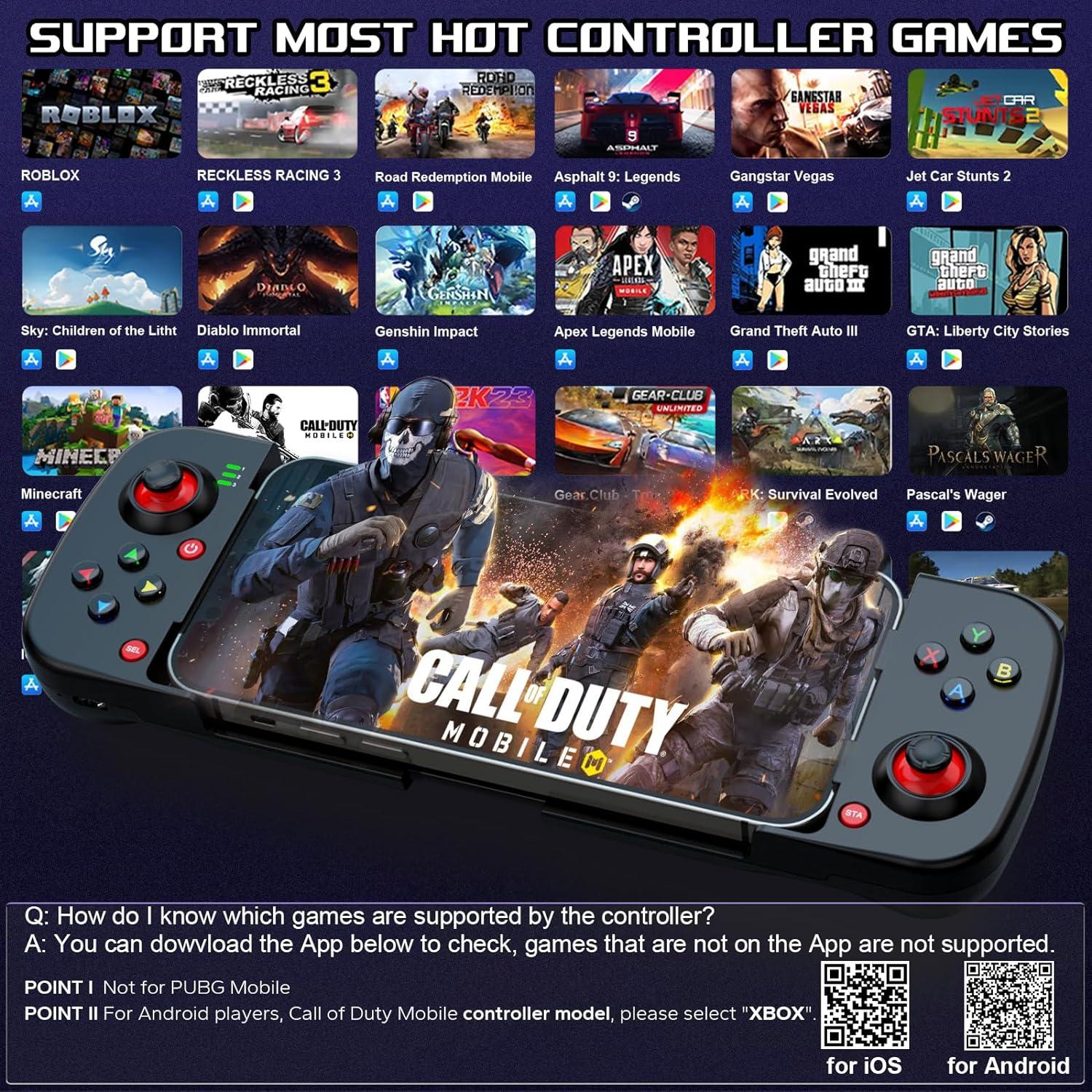 Megadream Mobile Game Controller Gamepad for iPhone iOS Android PC: Works  with iPhone 15/14/13/12/11/X iPad Samsung Galaxy TCL Tablet Call of Duty  Diablo Immortal - Directly Play (Black)