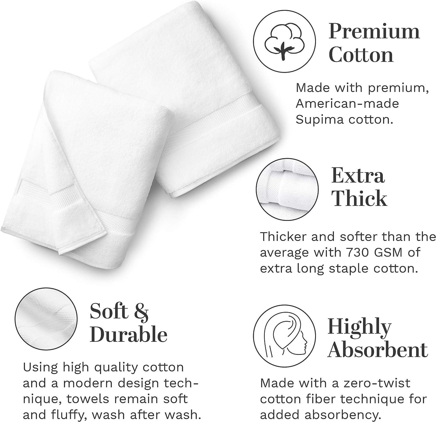 Thick and Plush Solid Cotton Bath Towels Wash Cloth Soft Fluffy