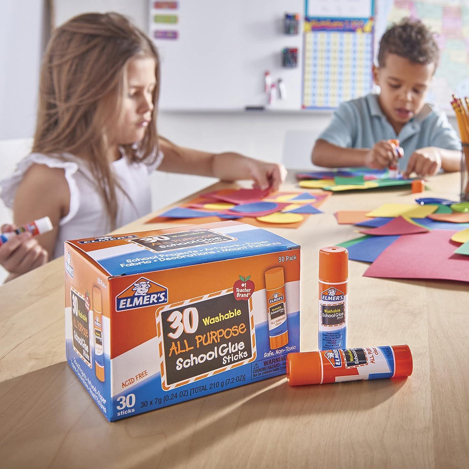 Elmer's Washable All Purpose School Glue Sticks, Clear, 30-box