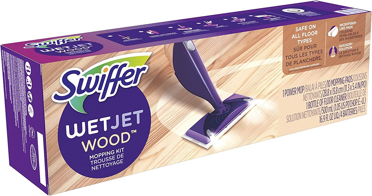 WetJet Spray Mop Starter Kit (1-WetJet, 5-Pads, Cleaning Solution and  Batteries)