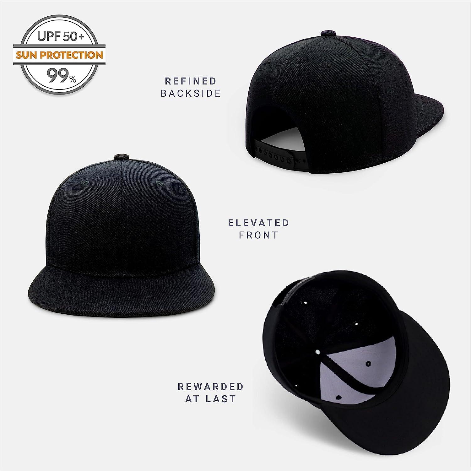 CHOK.LIDS Flat Bill Visor Classic Snapback Hat Blank Adjustable Brim High  Top End Trendy Color Style Plain Tone Baseball Cap Black
