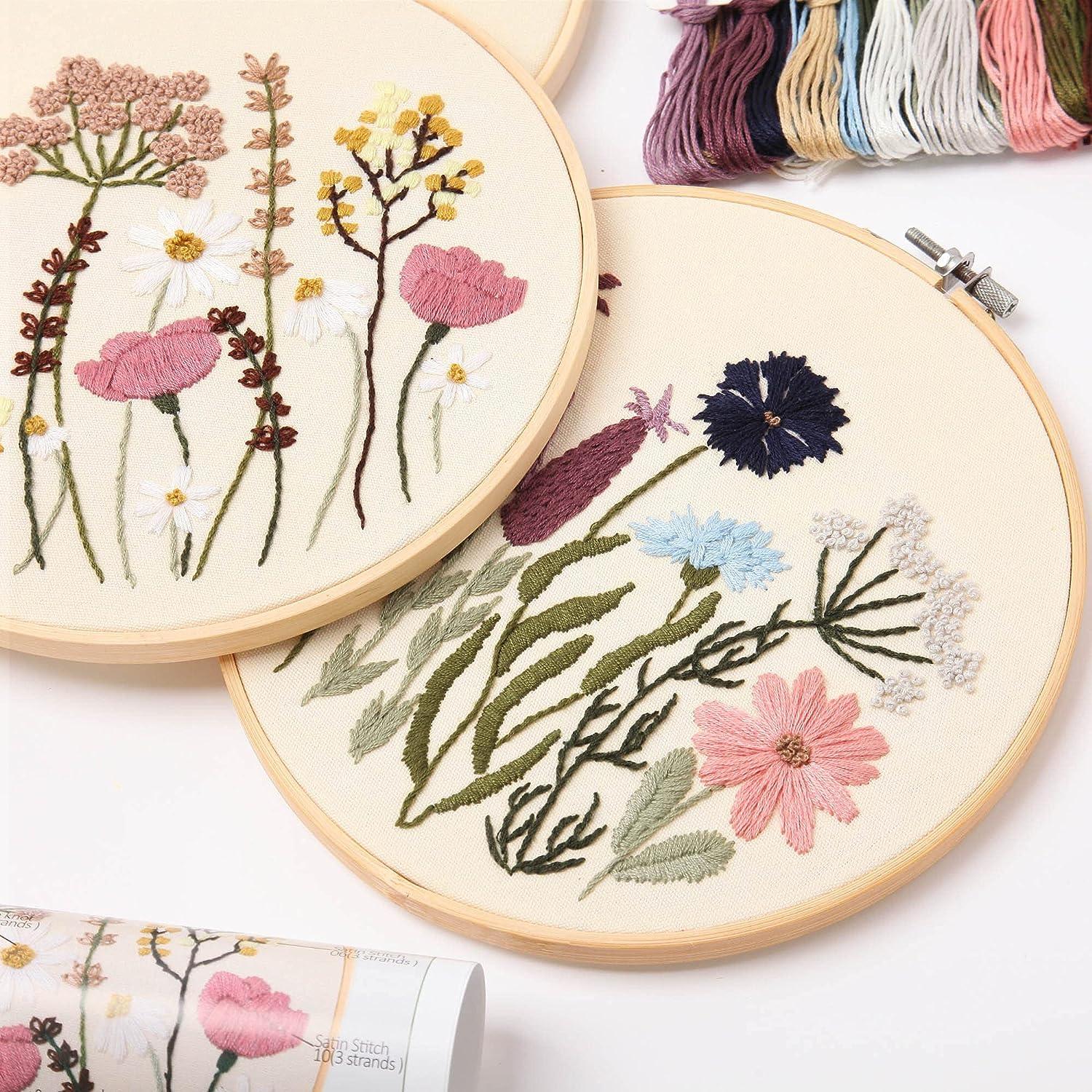 Easy Flower Embroidery Kit for Beginners Decor Embroidery Set English Manual