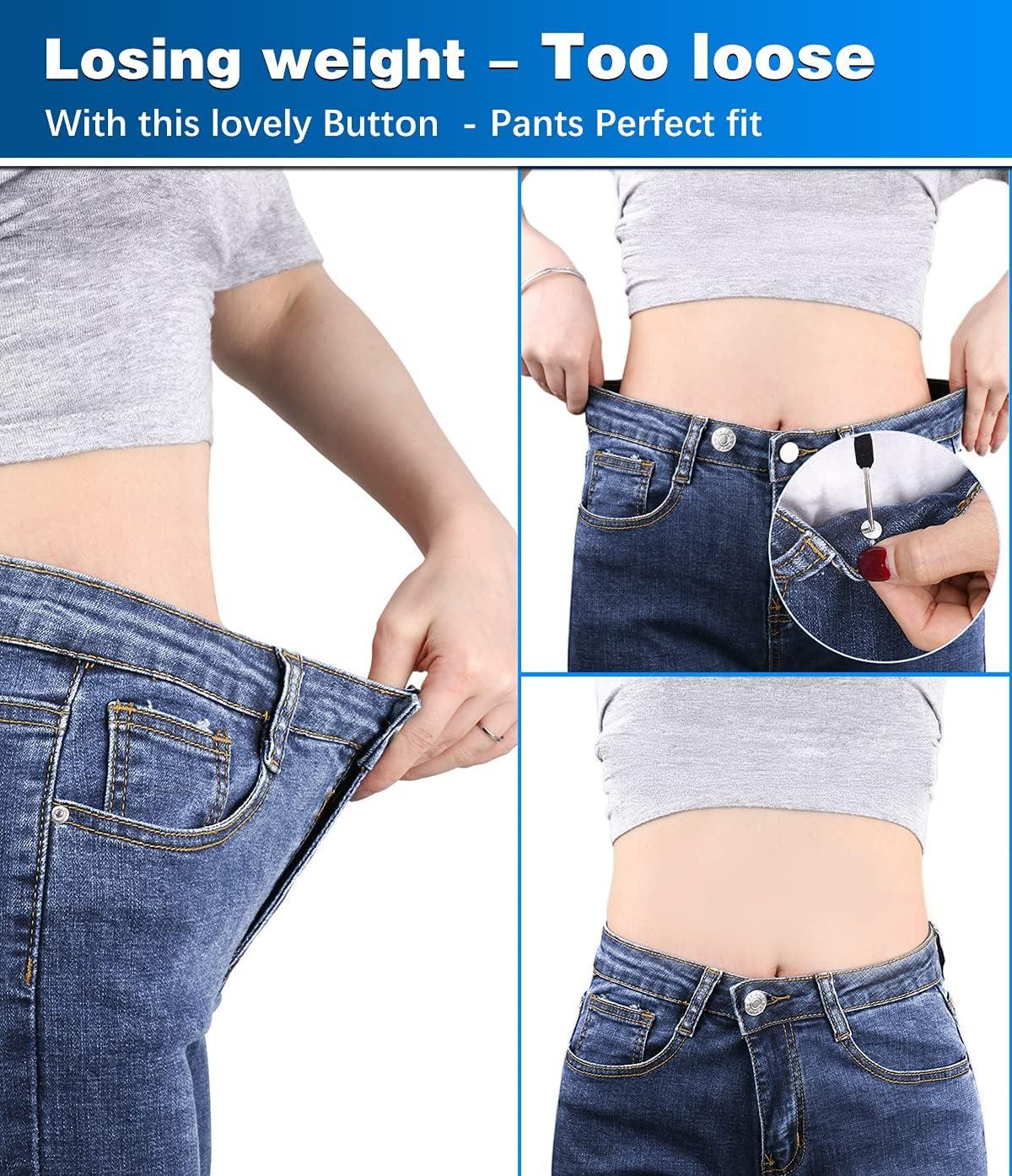 4 Sets Pant Waist Tightener, Detachable Jean Buttons for Loose Jeans, Adjustable Jean Button Waist Buckle Set, No Sewing Required, Perfect Fit