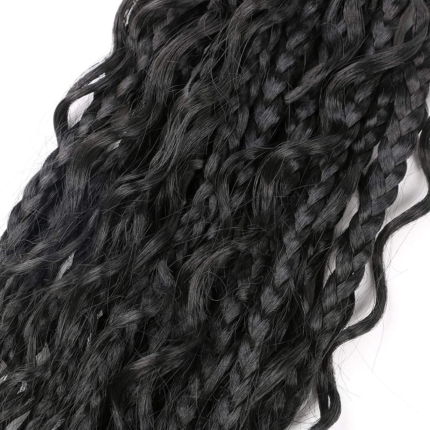 LMZIM 14 Inch Goddess Box Braids Crochet Hair Bohomian Crochet Box Braids  Curly Ends 8 Pack 3X Crochet Braids Synthetic Braiding Hair Extension Black