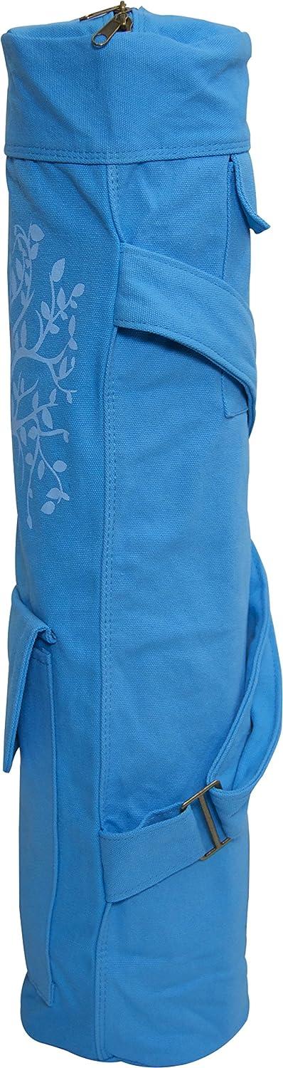 FIT SPIRIT Exercise Yoga Mat Gym Bag with 2 Cargo Pockets Blue Tree