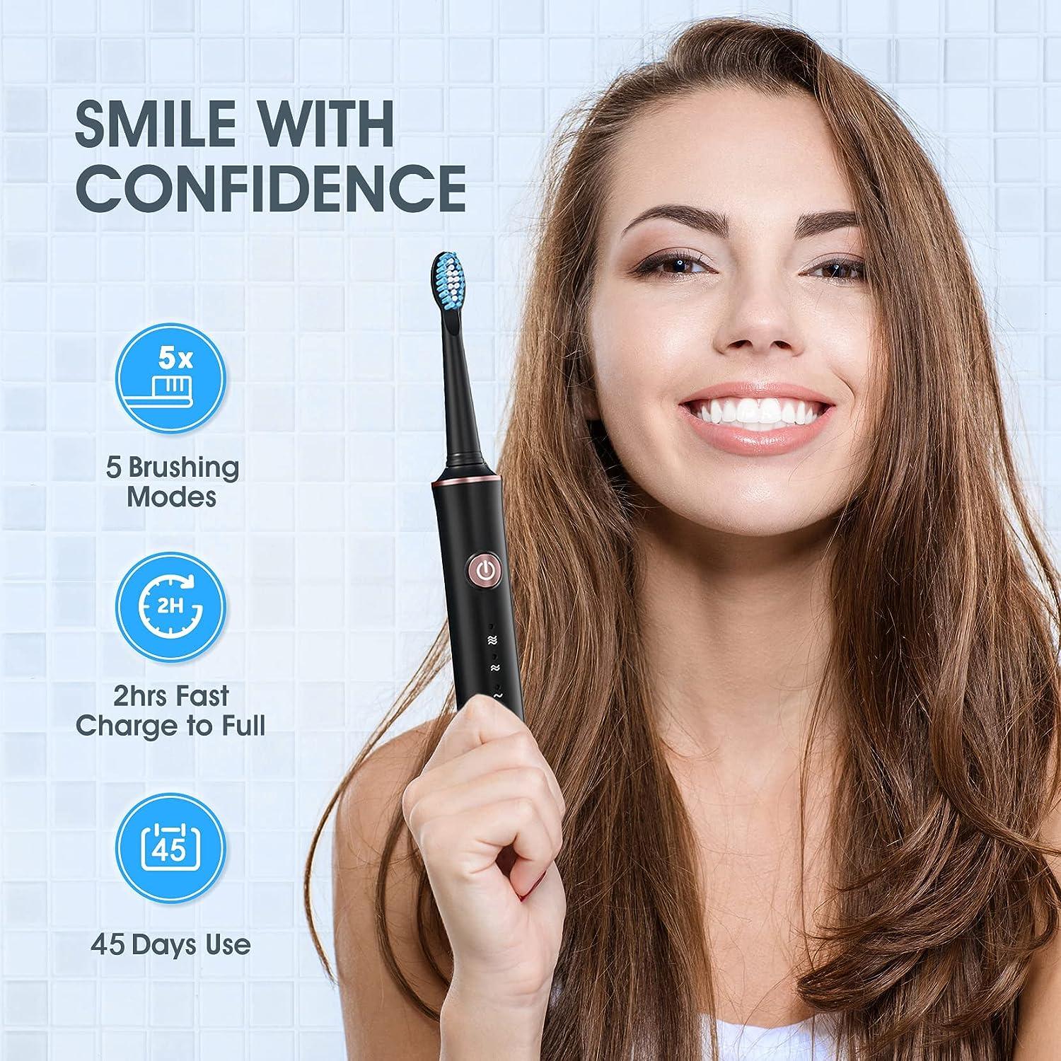 Teeth & Gums Care Electric Toothbrush, IPX7 Waterproof Sonicare 38000VPM,  Fast Charge Long Last with Intelligent Time Reminder 5 Optional Modes  Dupont