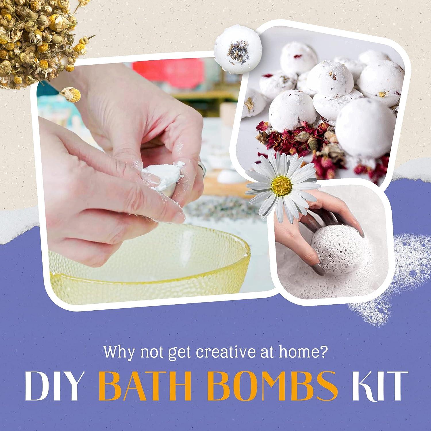  Earthy Good DIY Bath Bomb Kit With Organic Ingredients 100%  Natural Includes: Essential Oils, Dried Rose, Chamomile & Lavender, Molds,  Guide & More- Includes Furoshiki Cloth- Makes 10 Mini Bath Bombs 