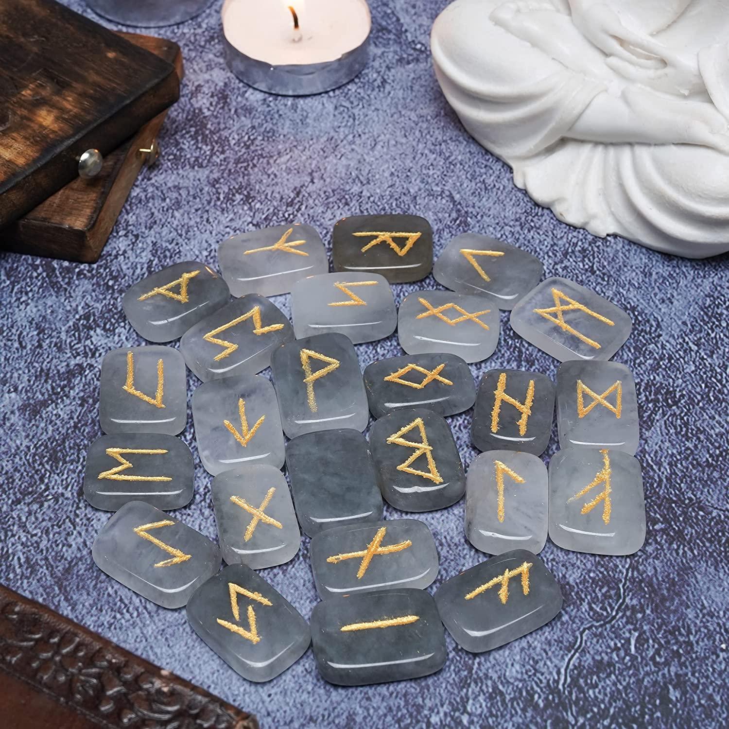 Moss Agate Rune Stones, Spiritual Stones, Rune Stone Symbols, Rune  Gemstones, Good Luck Runes, Reiki Stones RNMA-15001 