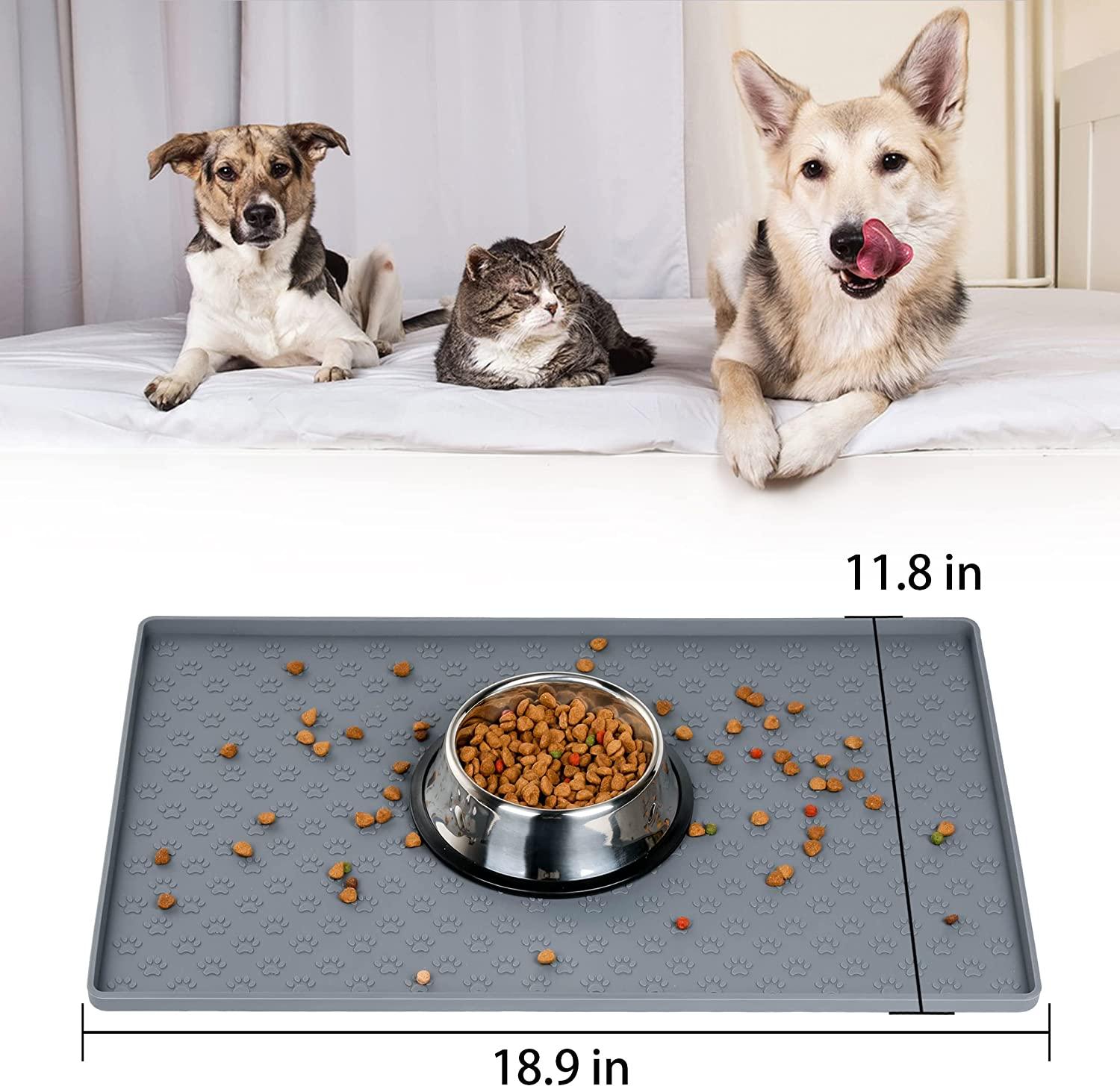 Dog Food Mat, 20" X 12" Dog Mat for Food and Water, Silicone Pet Feeding  Mats wi