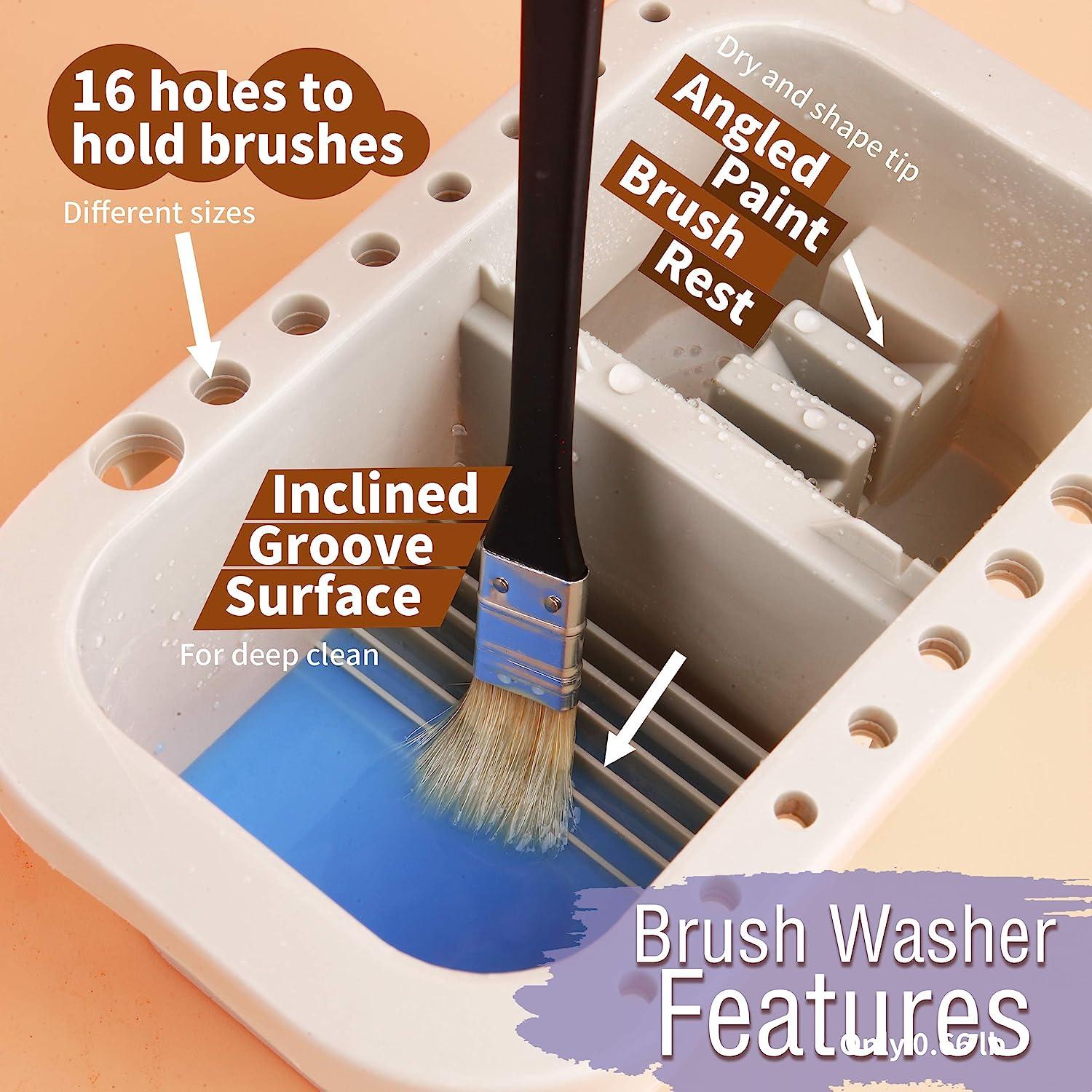 16 Hole Multi-Use Paint Brush Washer Cleaner Holder, 18 Palette