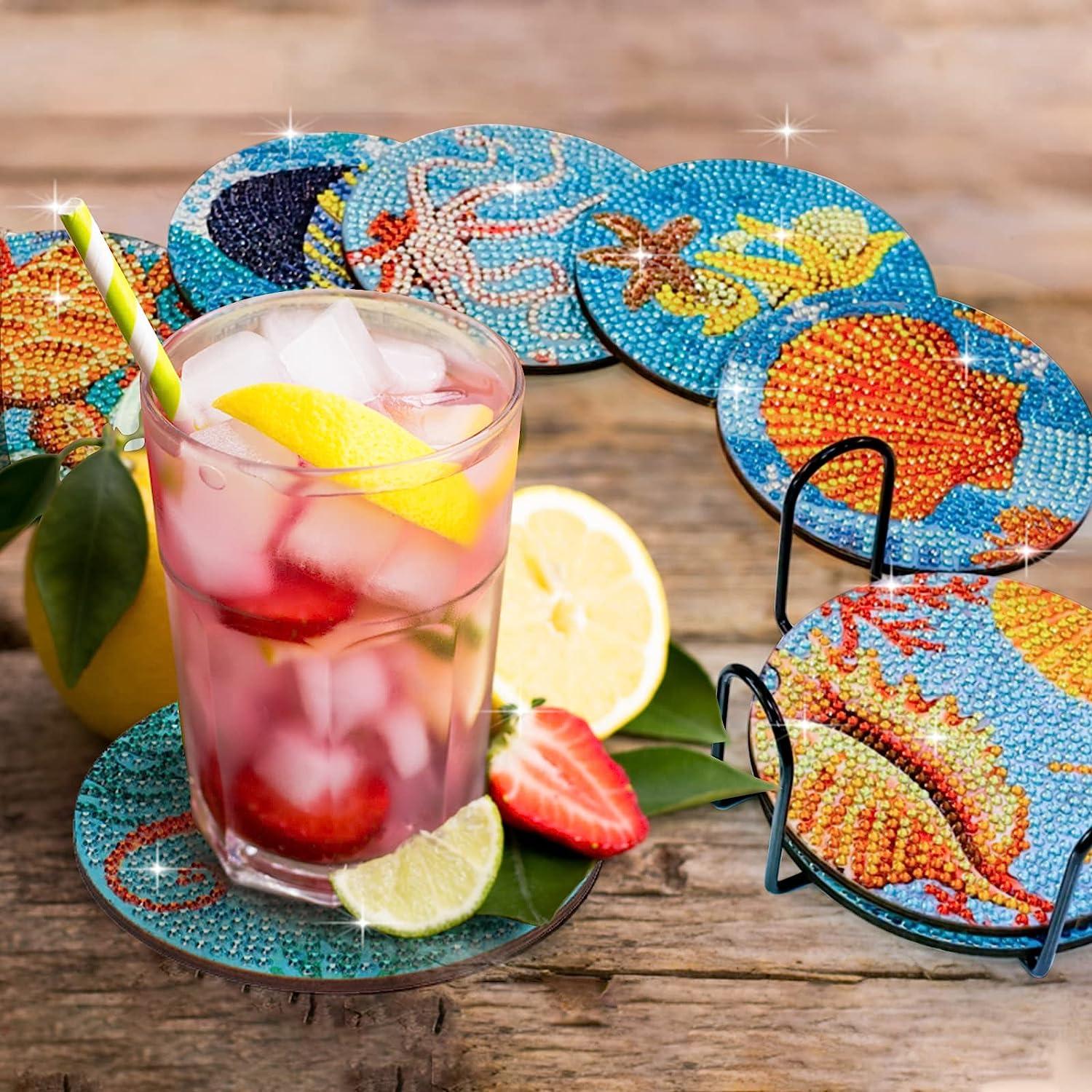 Ocean Style Diamond Painting Coasters - DIY Kit with Holder and Accessories