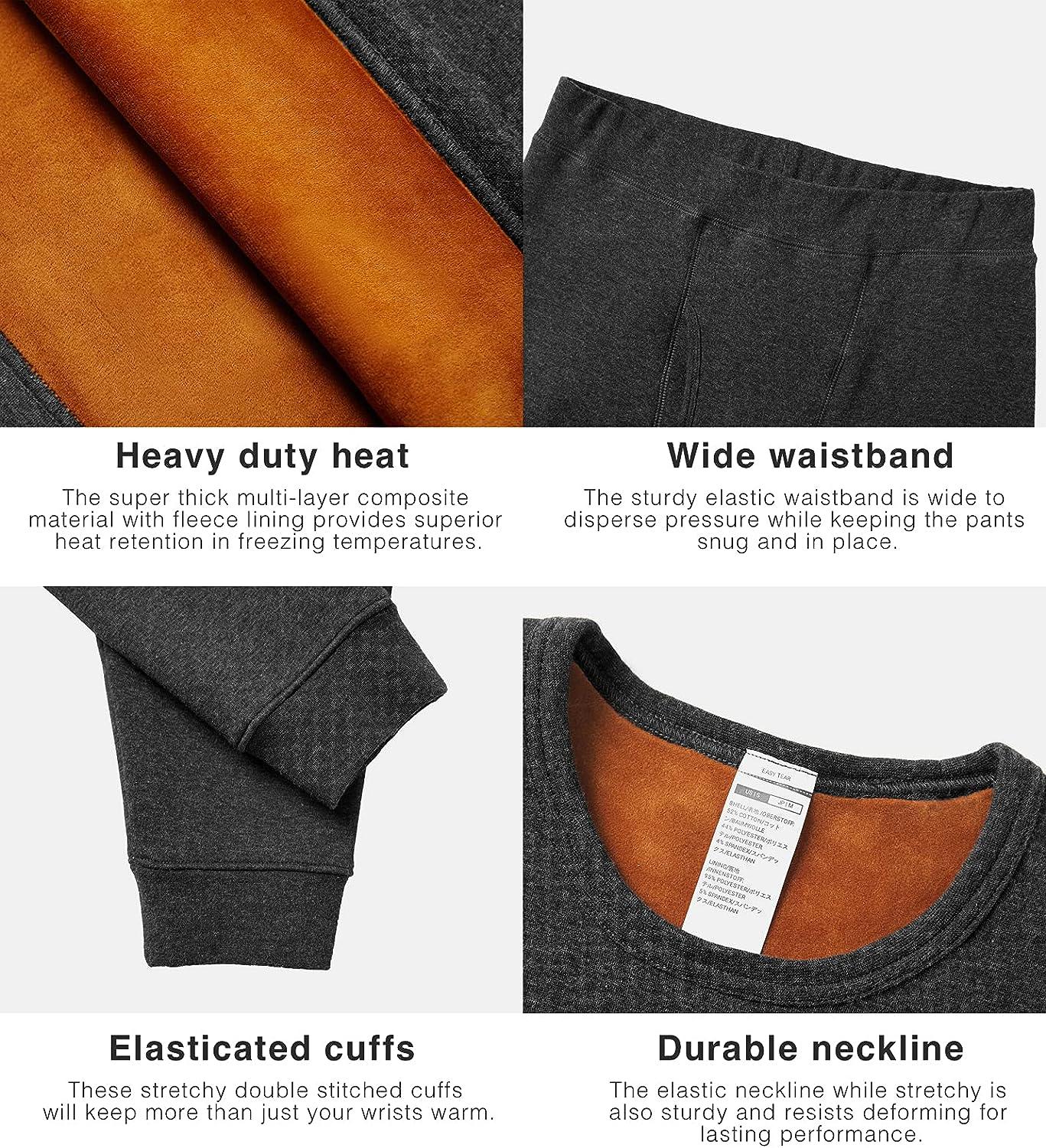 Men's Fleece Lined Top Bottom Long Johns Ultra Heavyweight Thermal  Underwear Set 