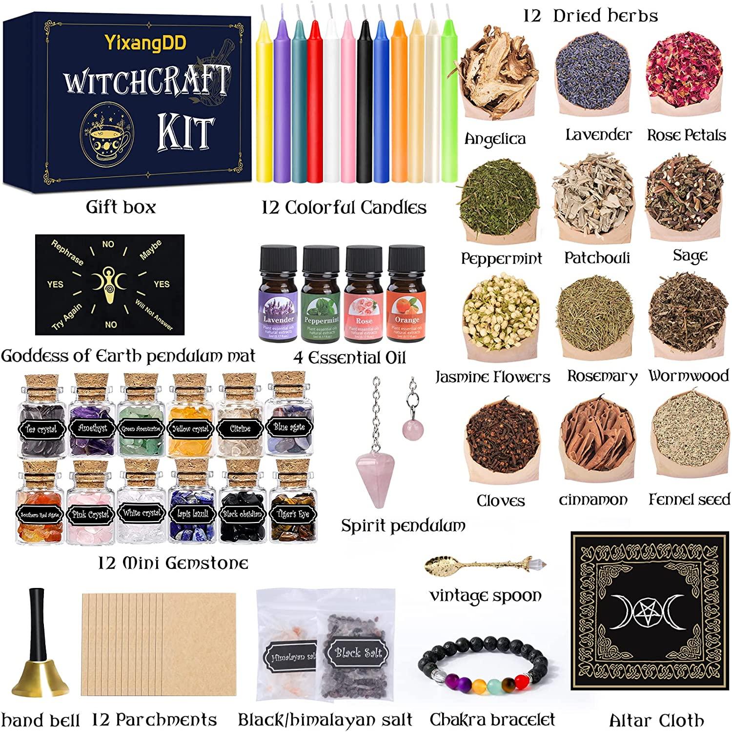 Famure 30 Herbs Witchcraft Kit Dried Herb Kit with Crystal Spoon Witch  Starter Kit Home Decor for Wicca Witchcraft Gifts for Women 