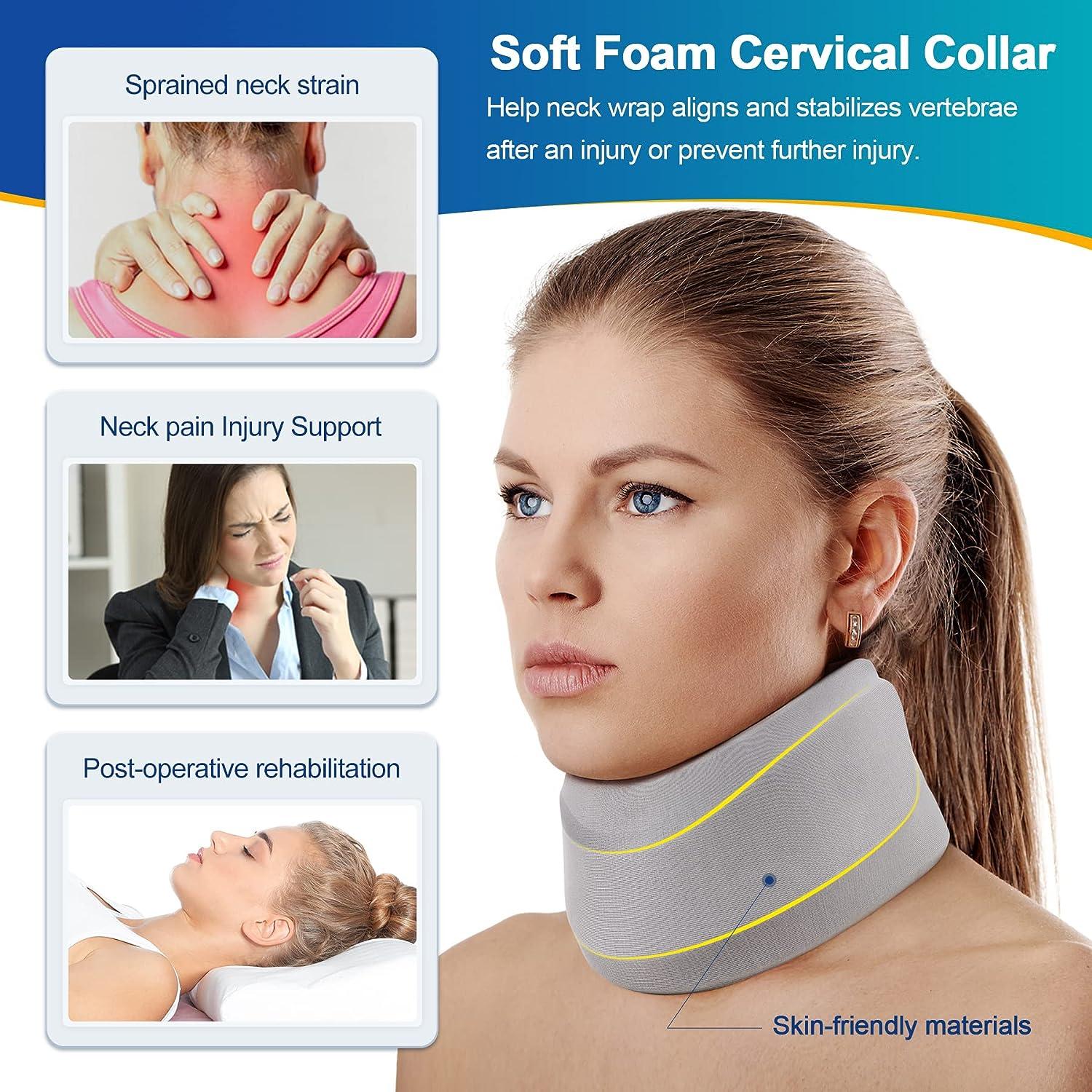  CozyHealth Neck Brace for Neck Pain and Support, Soft Neck  Support Relieves Pain & Pressure in Spine for Women & Men, Wrap Align  Stabilize Vertebrae Foam Cervical Collar for Sleeping (3