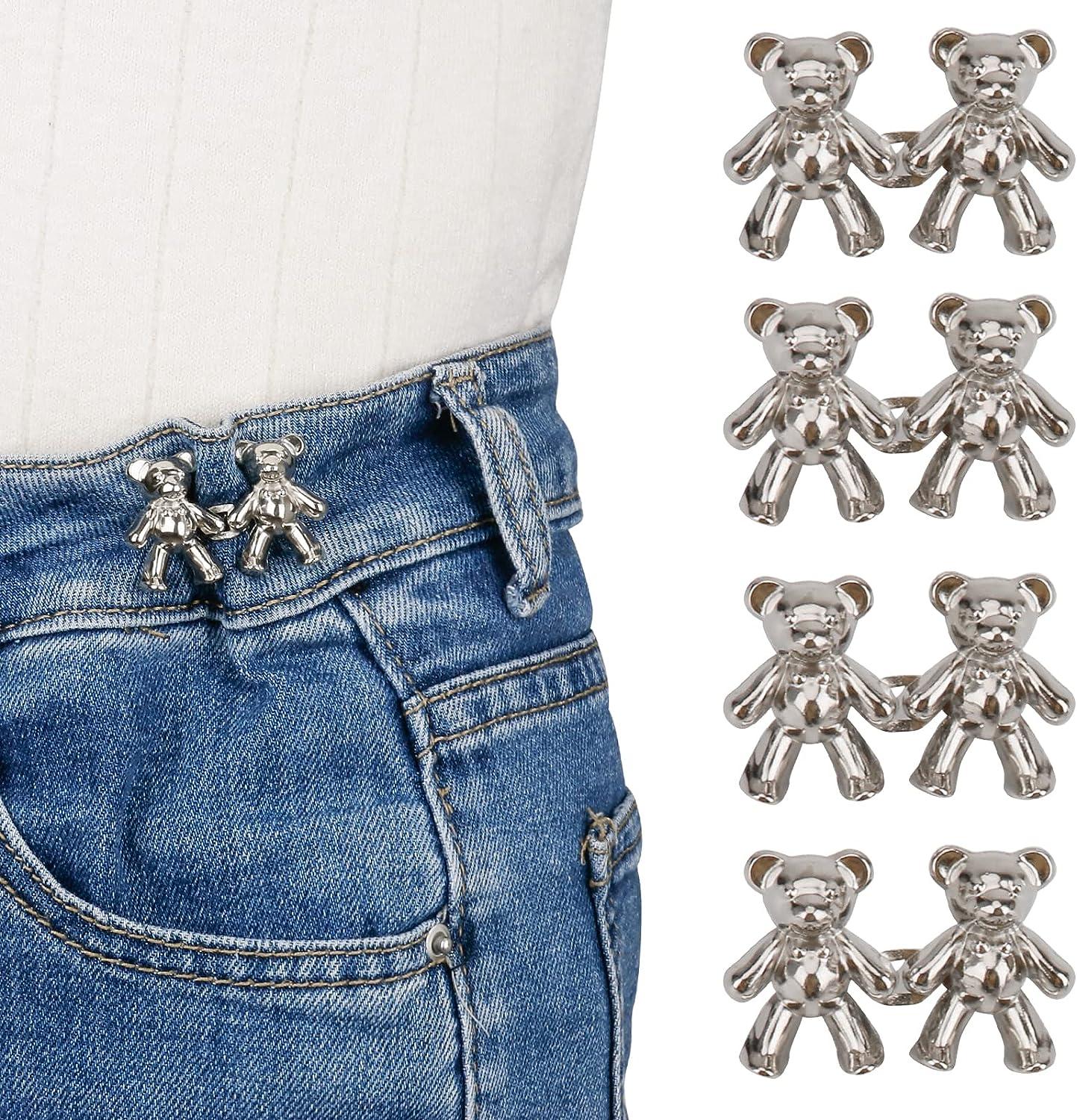 Cute Bear Button Pins For Jeans No Sew And No Tools Instant Pant Waist  Tightener Adjustable Jean Buttons Pins For Loose Jeans 4 Sets Jeans Button  Re