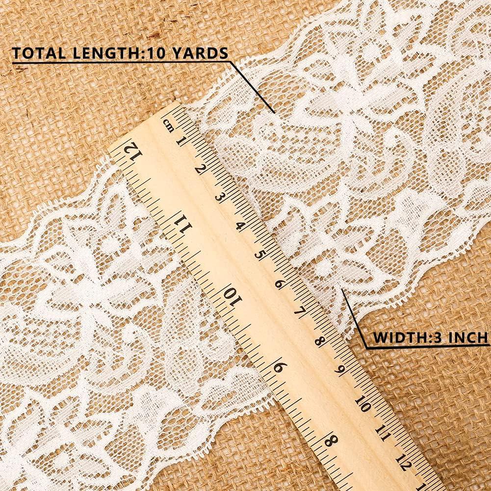3 Yards Stretch Bright White Ribbon Lace Trim /Sewing/Crafts/Bridal/1.25  Wide