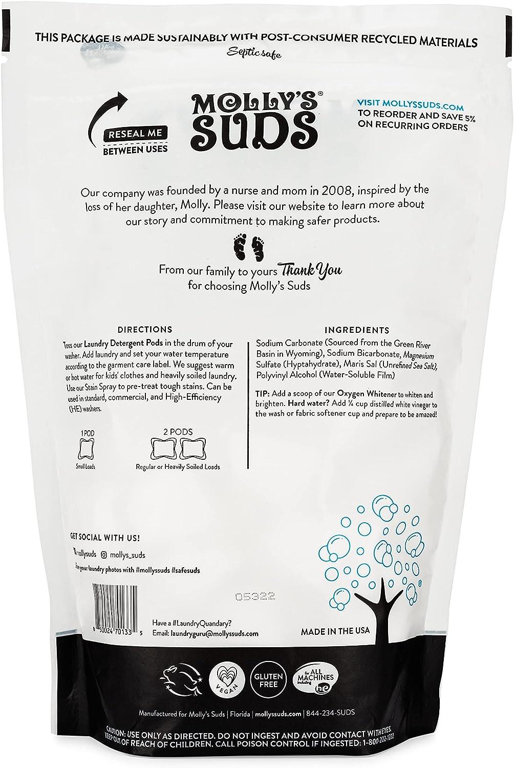 Molly's Suds Original Laundry Detergent Powder | Natural Laundry Detergent  Powder for Sensitive Skin | Earth-Derived Ingredients, Stain Fighting | 240
