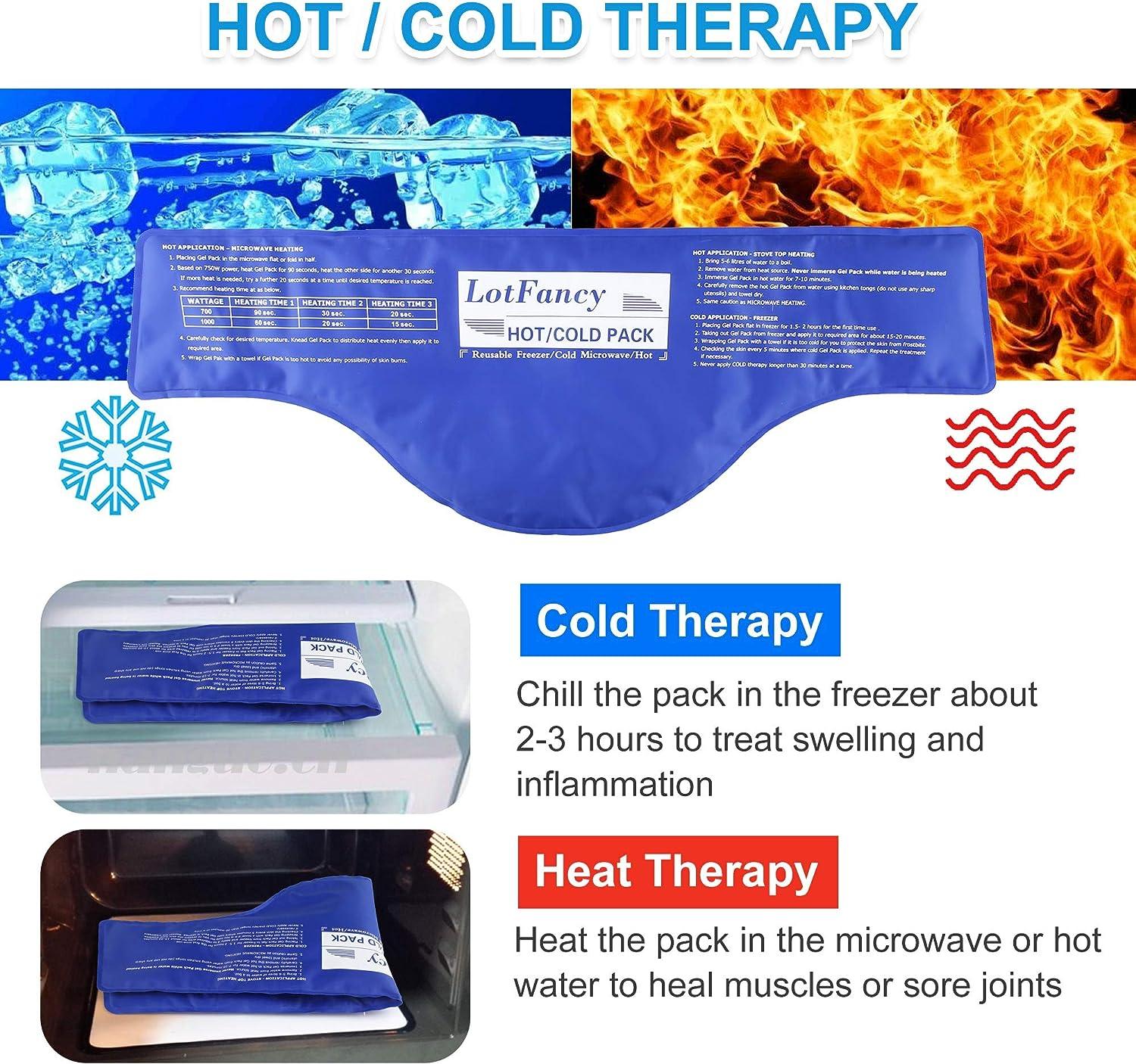 LotFancy Reusable Gel Ice Pack Wrap, 2 Cold Packs with Elastic Strap for  Hot Cold Therapy