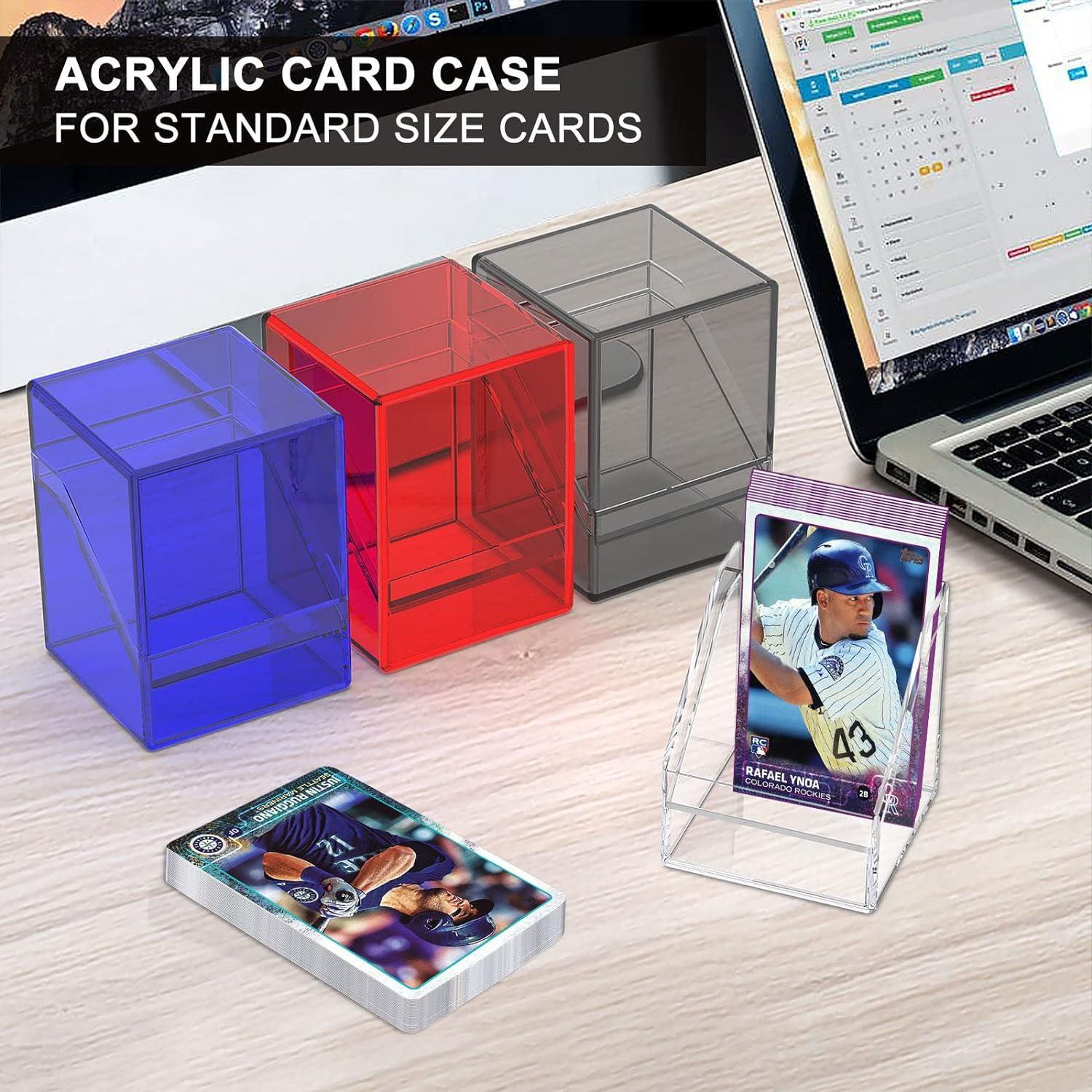 KKU 4 Pack Card Deck Cases, Trading Card Storage Boxes Acrylic Card Holder  Cases, Deck Storage Box Hold 400+ Sleeved Cards Fit for Sport Cards, MTG