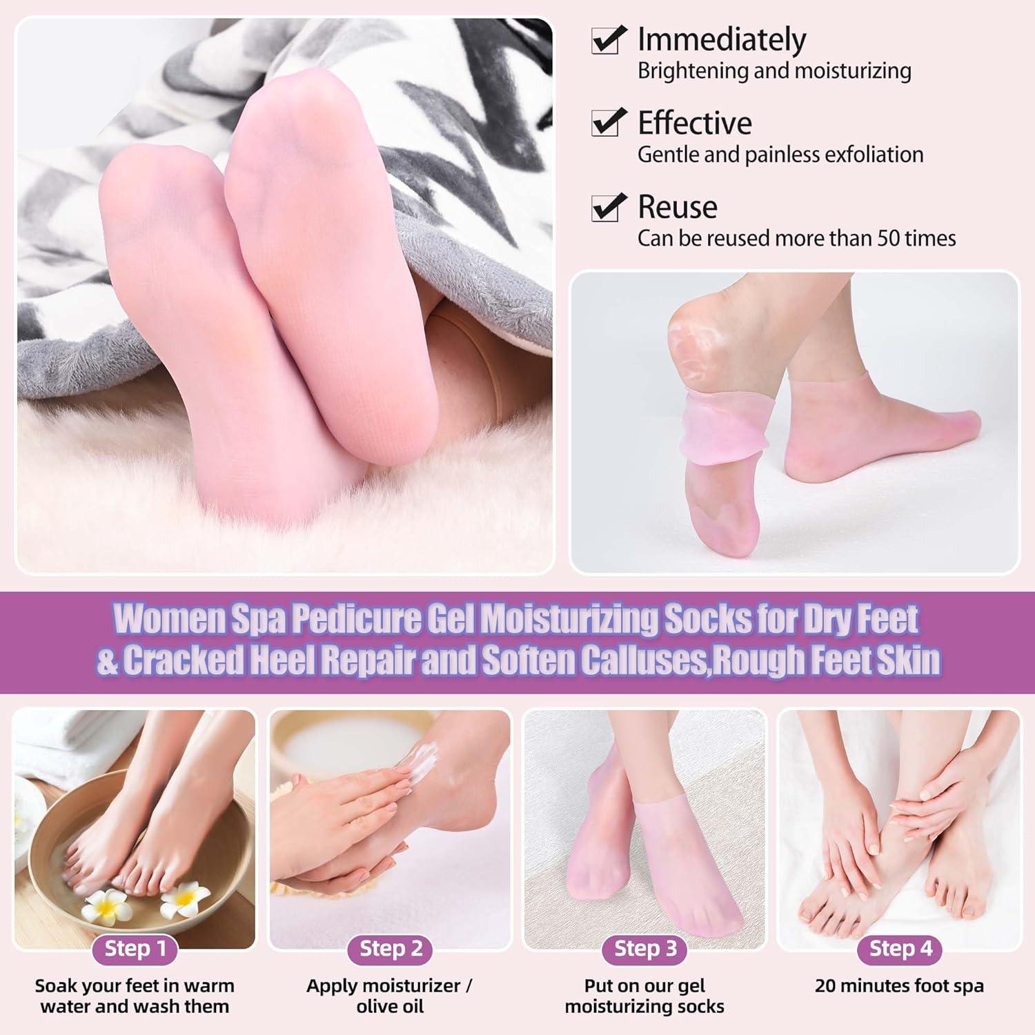 Foot Peel Mask Soft Gel Foot Mask Moisturising Socks 1 Pair of Foot Spa  Silicone Socks for Dry Cracked Feet Women Repairing Dry Feet Hydrating Foot  Care - Skin So Soft Gifts