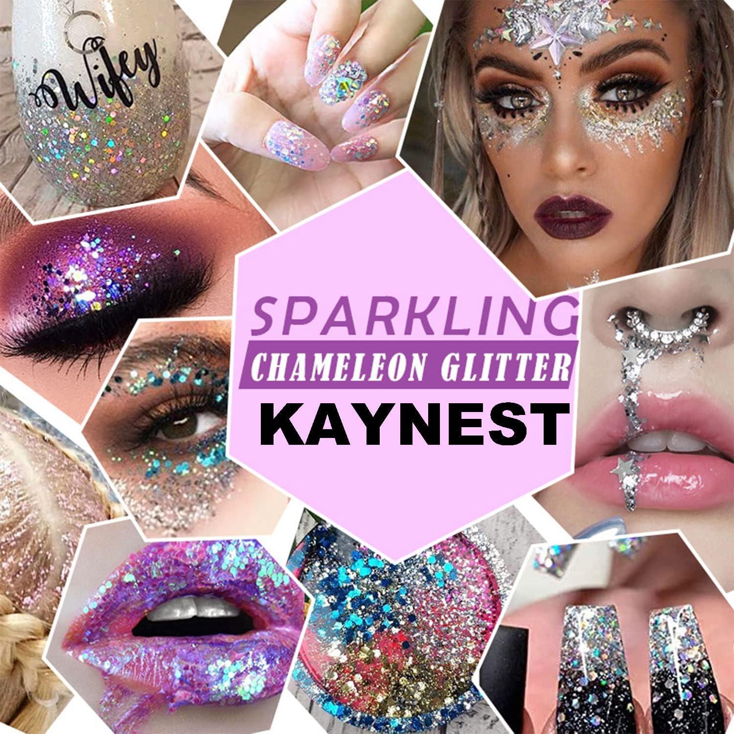 Body Glitter, 2 Jars Holographic Chunky Glitter For Body, Hair, Face, Nail,  Eyeshadow, Long Lasting Mermaid Sequins Glitter With Glitter Glue