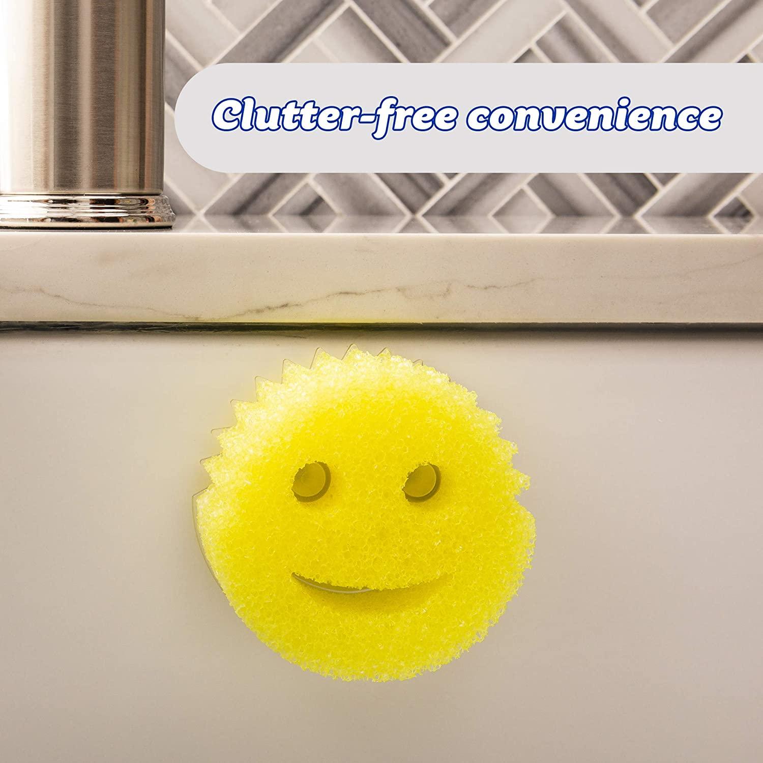 Berkland Smiley Scrub Sponge Holder with 14 Suction Cups for Superior Stick  Kitchen Sink Scrub Caddy for Happy Daddy Face Sponge
