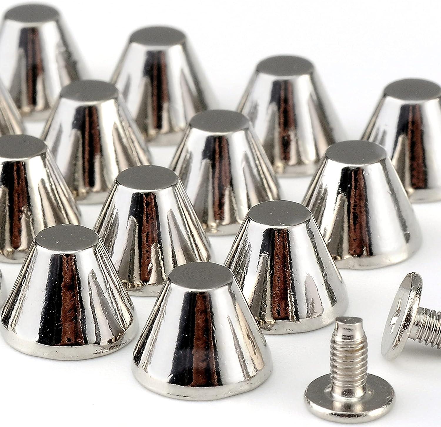 YORANYO 30 Sets 5/16 Height Spikes and Studs 8MM Handbag Feet Silver Color  Barrel Spikes