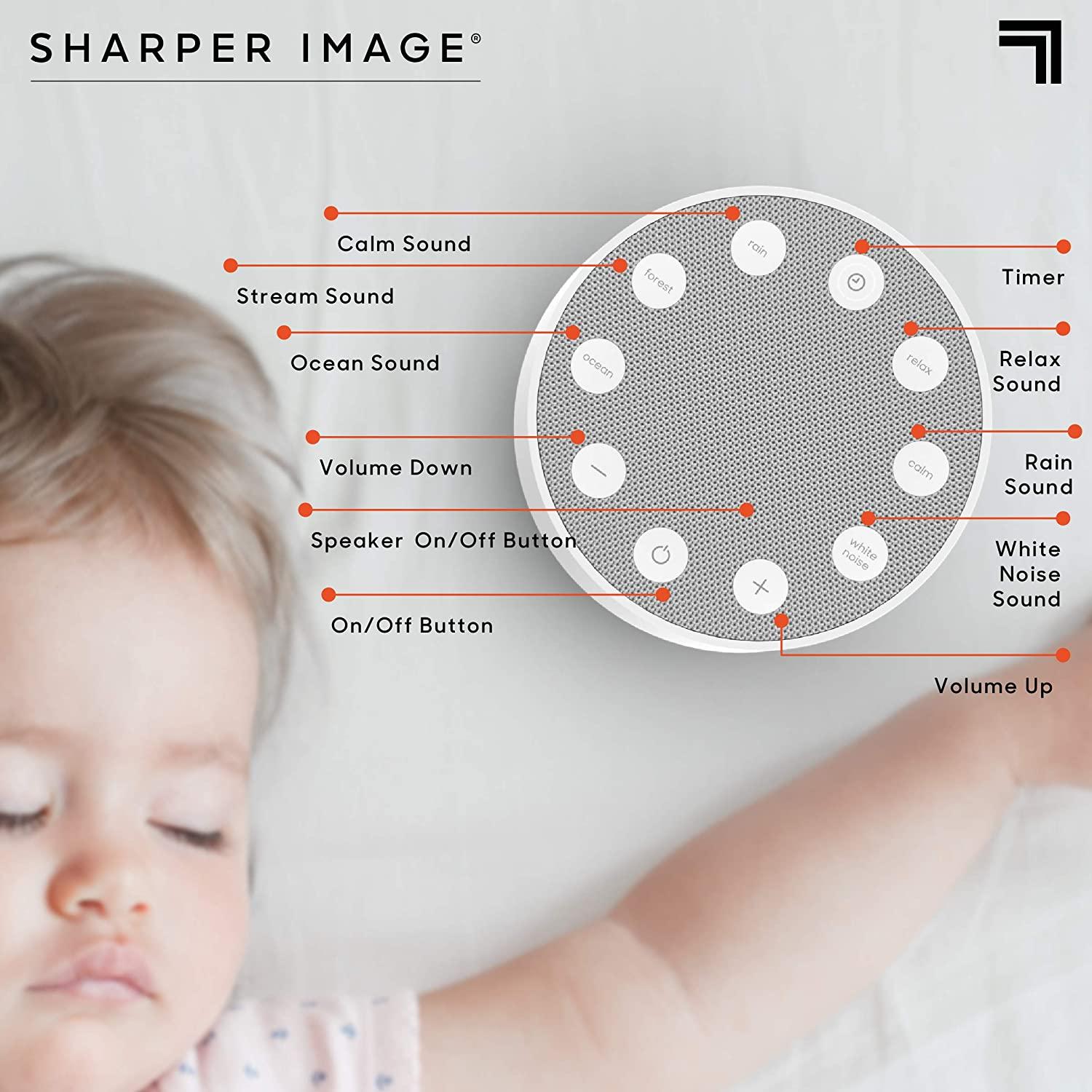 Sharper Image® Sleep Therapy White Noise Machine, Soothing Nature Sounds  for Baby Kid Adult, Portable Relaxation Meditation and Naps 