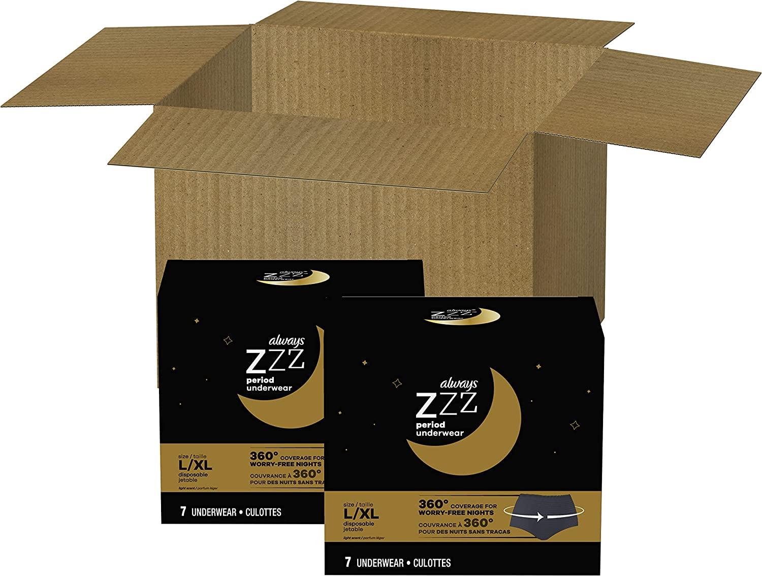 Always ZZZ Disposable Overnight Period Underwear Women Size L, 2