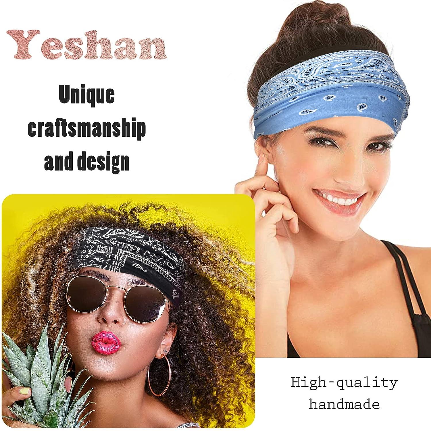 6Pcs Headbands - Bandana Headband for Women, Elastic Cotton Turban